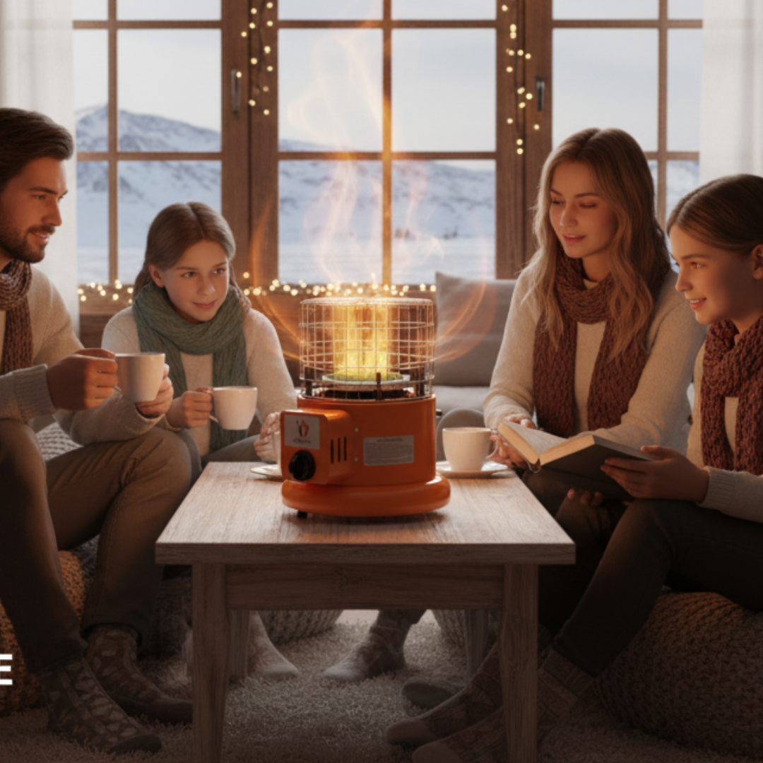 Alkhalij Black Portable Gas Heater + Stove | Winter Essential
