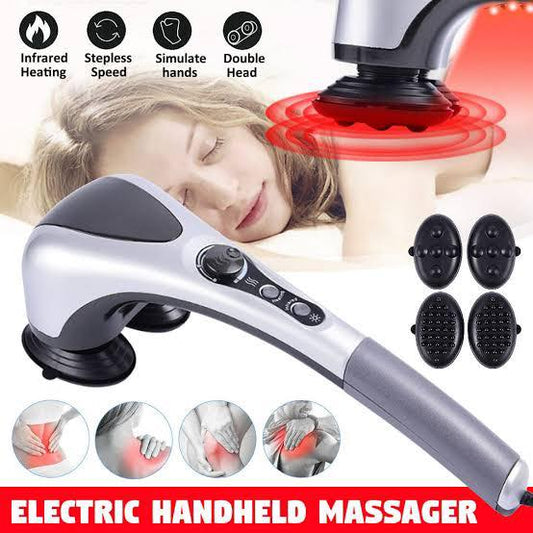 Blueidea Double Head Heating Massager with Adjustable Vibration, Heat & Infrared | Includes 2 Interchangeable Head Sets