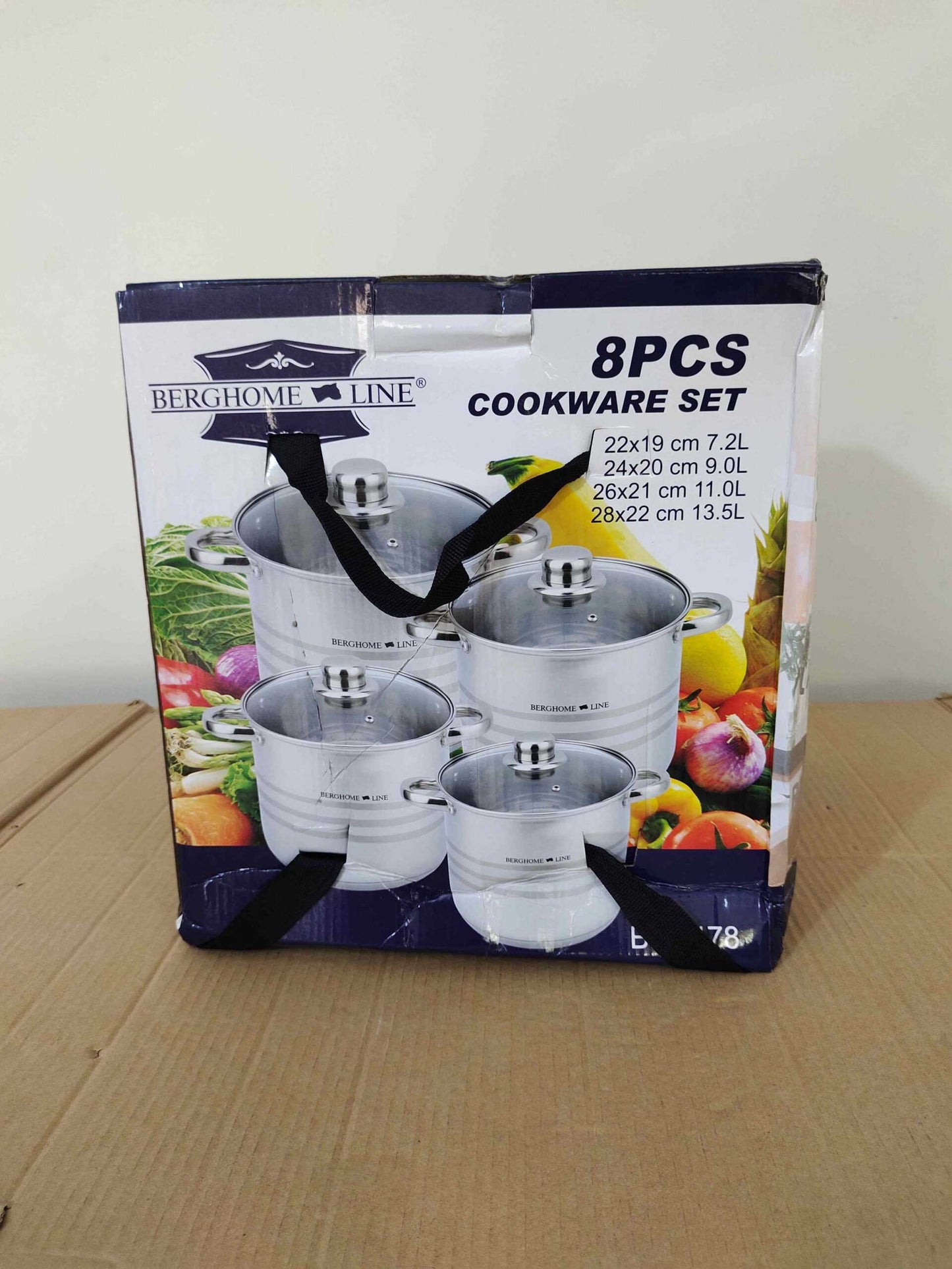 8 Pcs BergeHome Line Cookware Steel 7 Ply Bottom