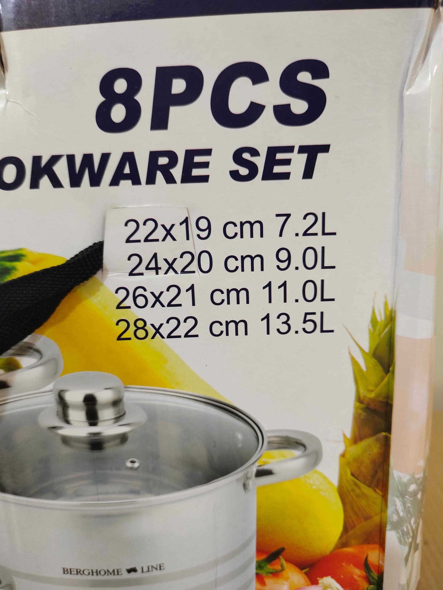 8 Pcs BergeHome Line Cookware Steel 7 Ply Bottom