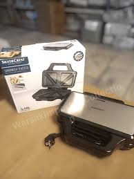 SilverCrest Sandwich Toaster German Technology Large Size Aluminum Plates 900 W