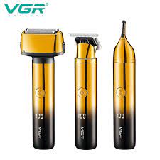 VGR 3 IN 1 Beard Shaver LED Display Eyebrows Trimmer Rechargeable Electric Shaver 0mm Shaving Machine for Men V-367